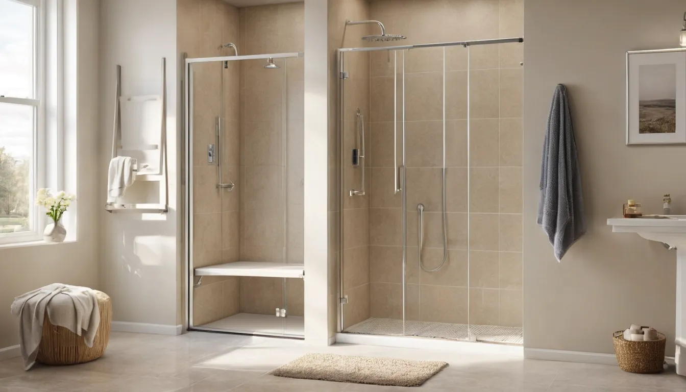 Accessible shower with grab bar and bench in a home in the Jersey City area