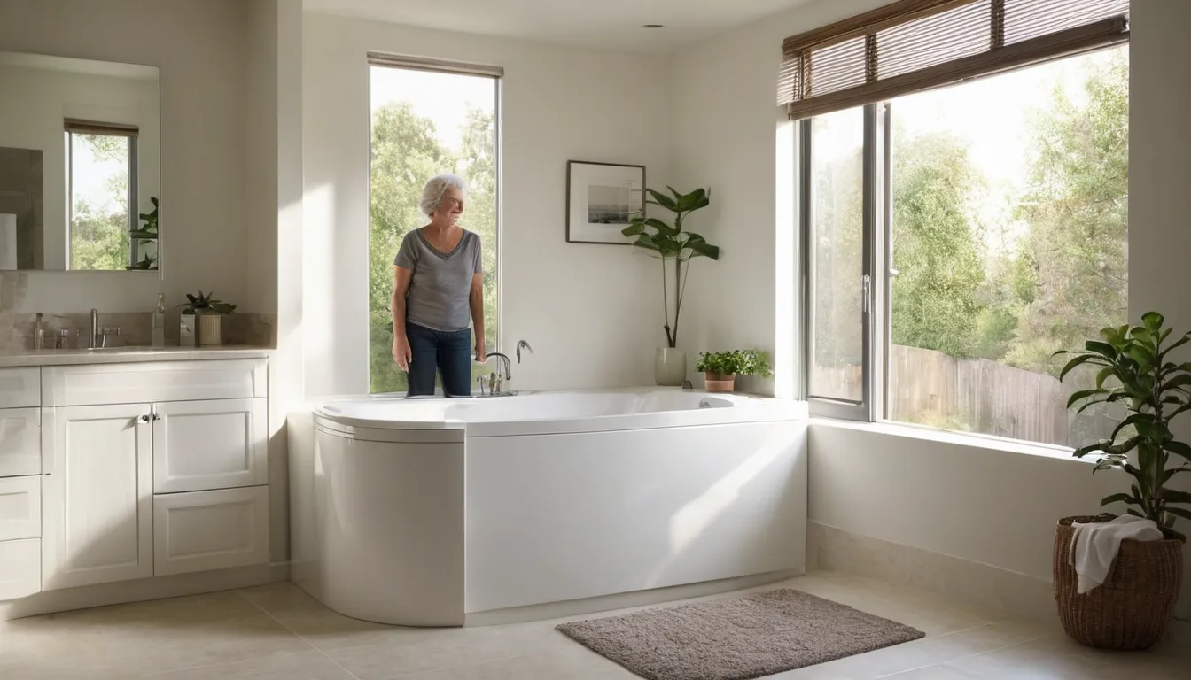 Homeowner looking at a walk-in tub in a bright bathroom in Jersey City